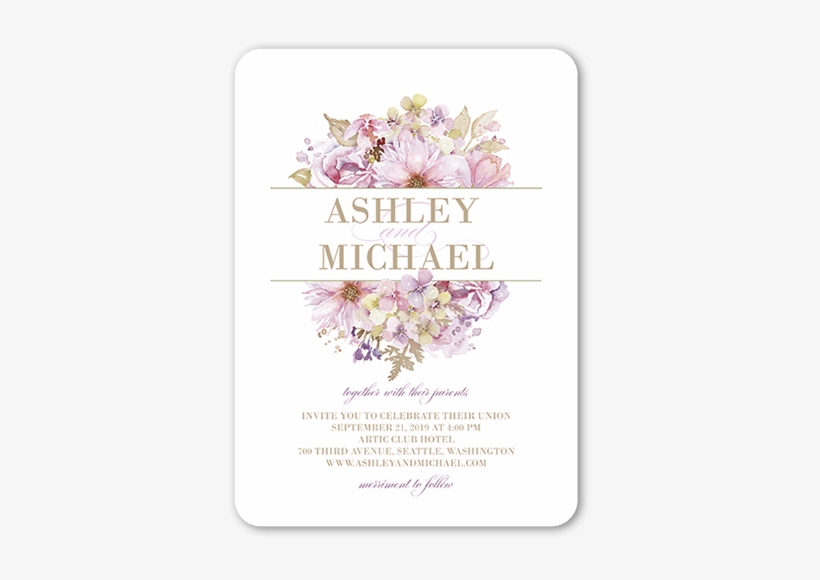 Watercolor Bouquet Wedding Invitations - Wedding Card Vintage Design, transparent png #120805