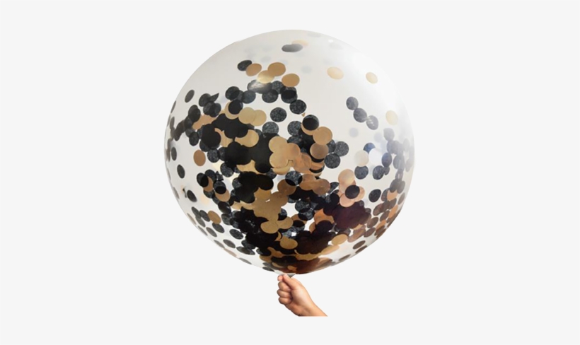 Rose Gold And Black Confetti Jumbo Balloon - Balloon, transparent png #121286