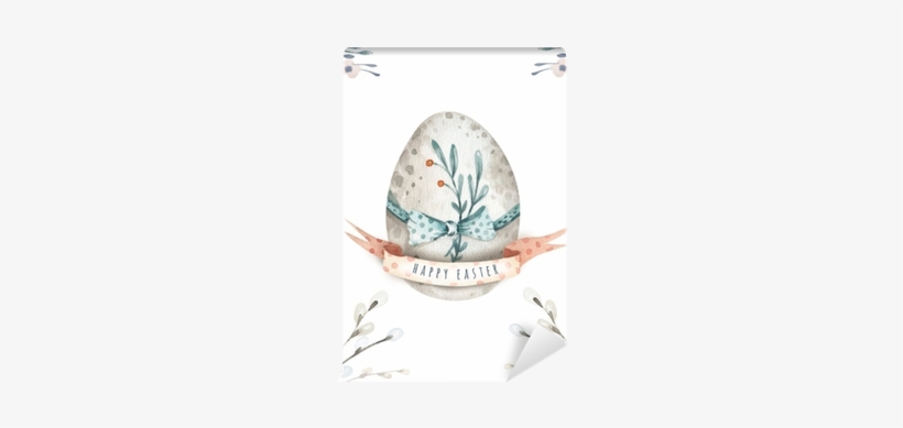 Hand Drawing Easter Watercolor Eggs With Leaves, Branches - Niedliches Osterei Glückliches Eastercard Karte, transparent png #121336