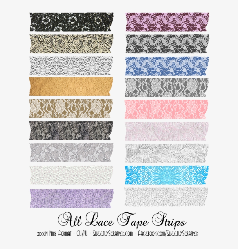 Free Lace Tape Strips - Printable Washi Free Washi Digital Tape, transparent png #122104