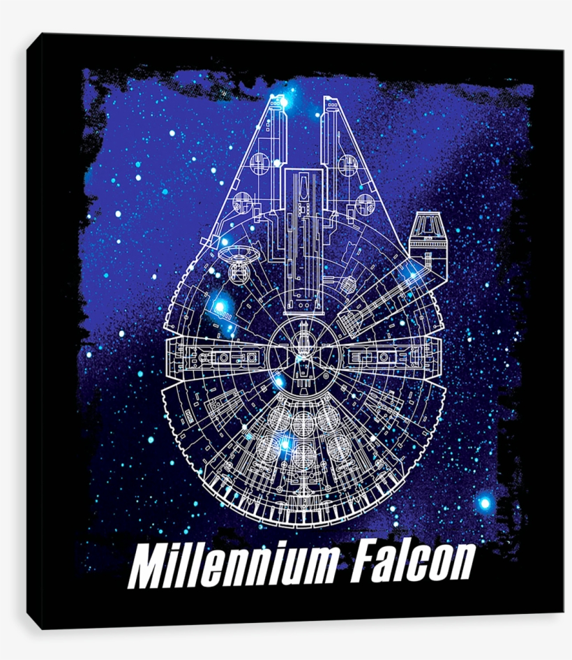 Millennium Falcon Blueprint - Ixxi Star Wars Galaxy Wall Print, transparent png #122152