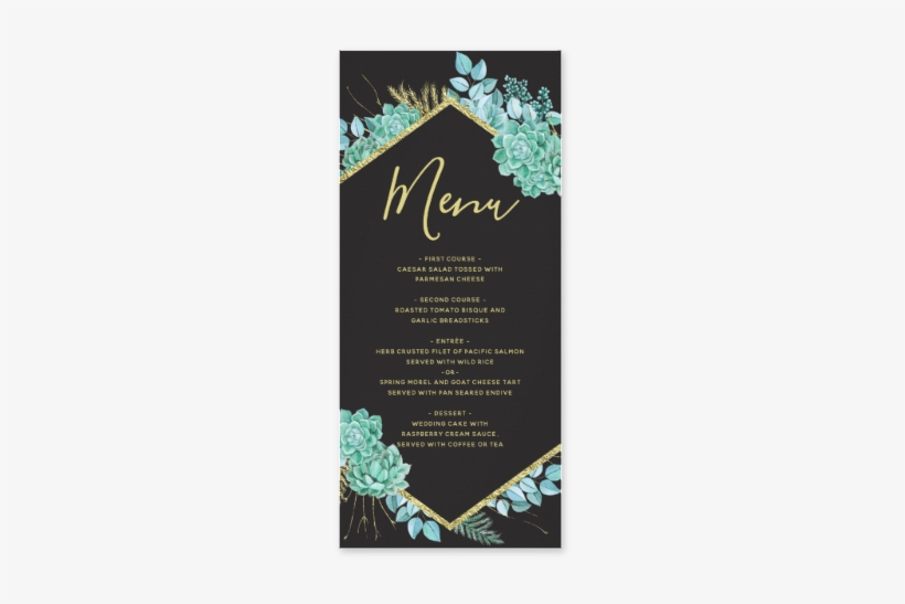 Aqua Teal Watercolor Succulents Gold Foil Frame & Black - Blue And Rose Gold Foiling, transparent png #122465