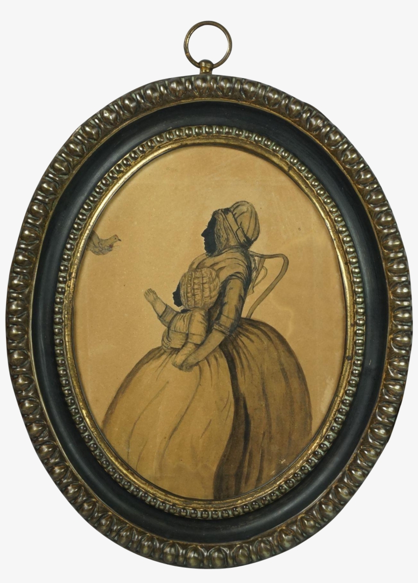 Antique Georgian Silhouette Watercolor Painting Grandmother - Locket, transparent png #122613