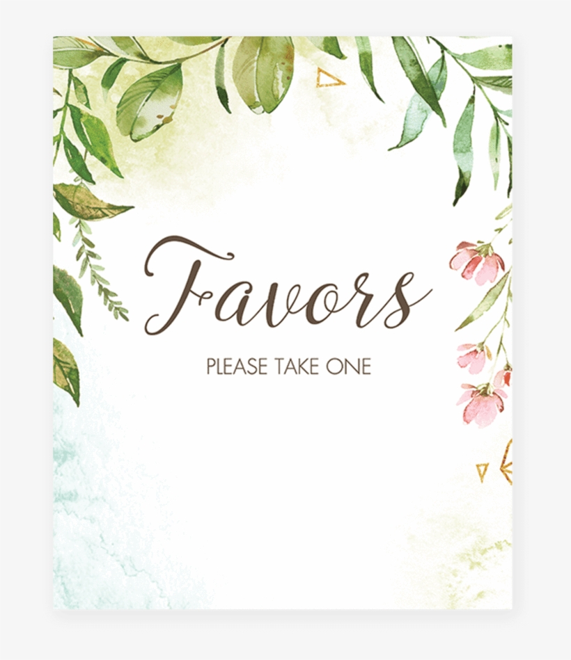 Printable Favors Please Take One Sign Watercolor Leaves Printable Don 