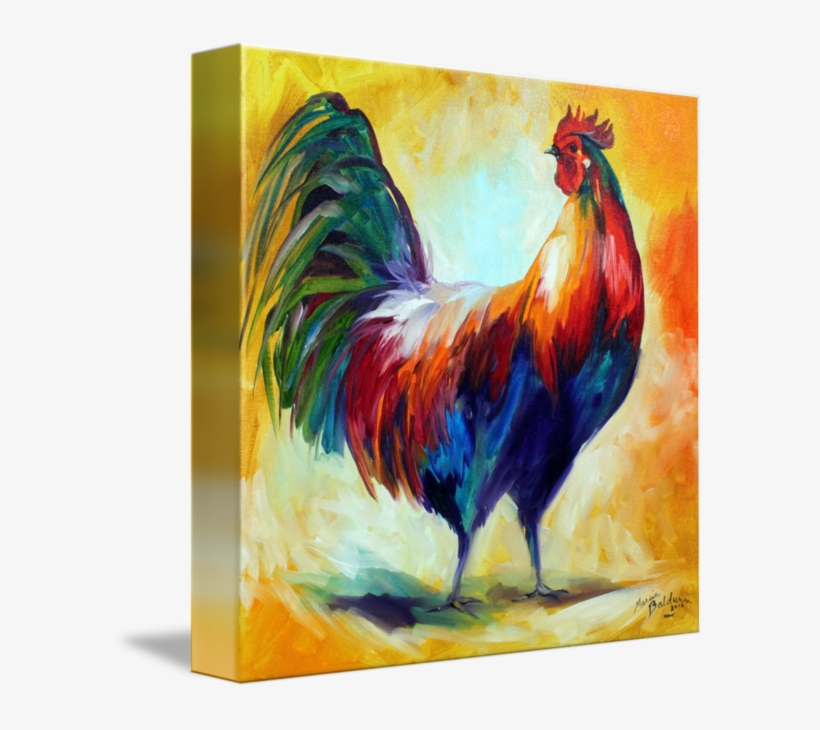 "red Wing Rooster" By Marcia Baldwin, Wesley - Rooster Painting, transparent png #123223