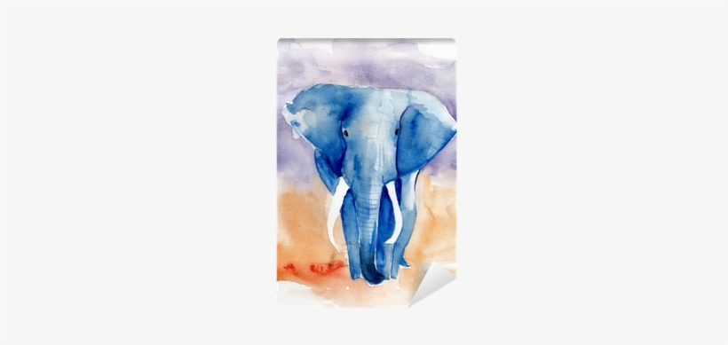 Blue Elephant Watercolor Illustration Wall Mural • - Gallery Direct 'blue Elephant' Framed Painting Print, transparent png #123409