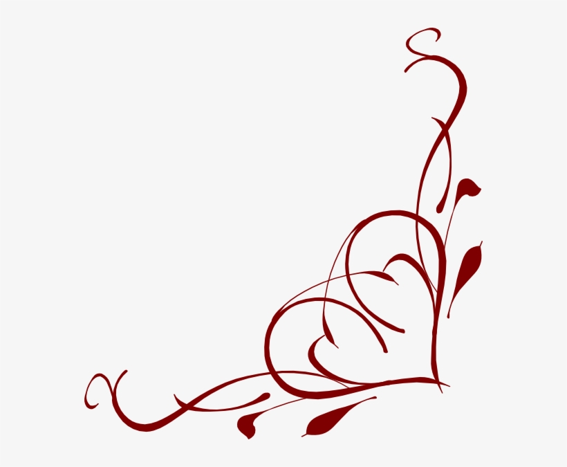 Decorative Border Clipart Scrollwork - Heart Corner Border Png, transparent png #124128