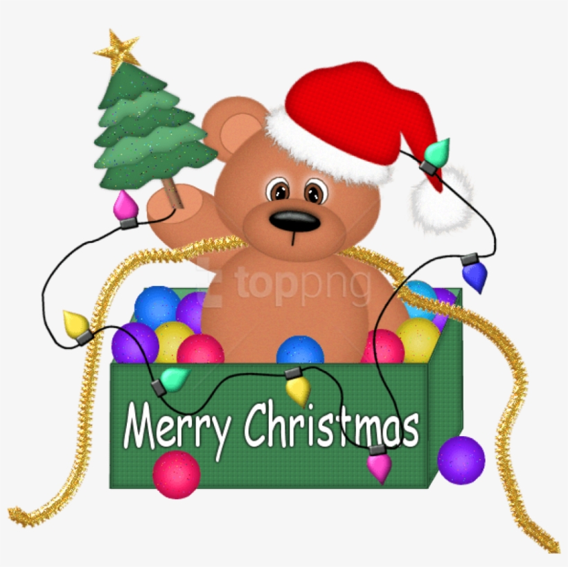 Christmas Bear With Lights Png Clipart - Teddy Bear Christmas Clipart, transparent png #124395
