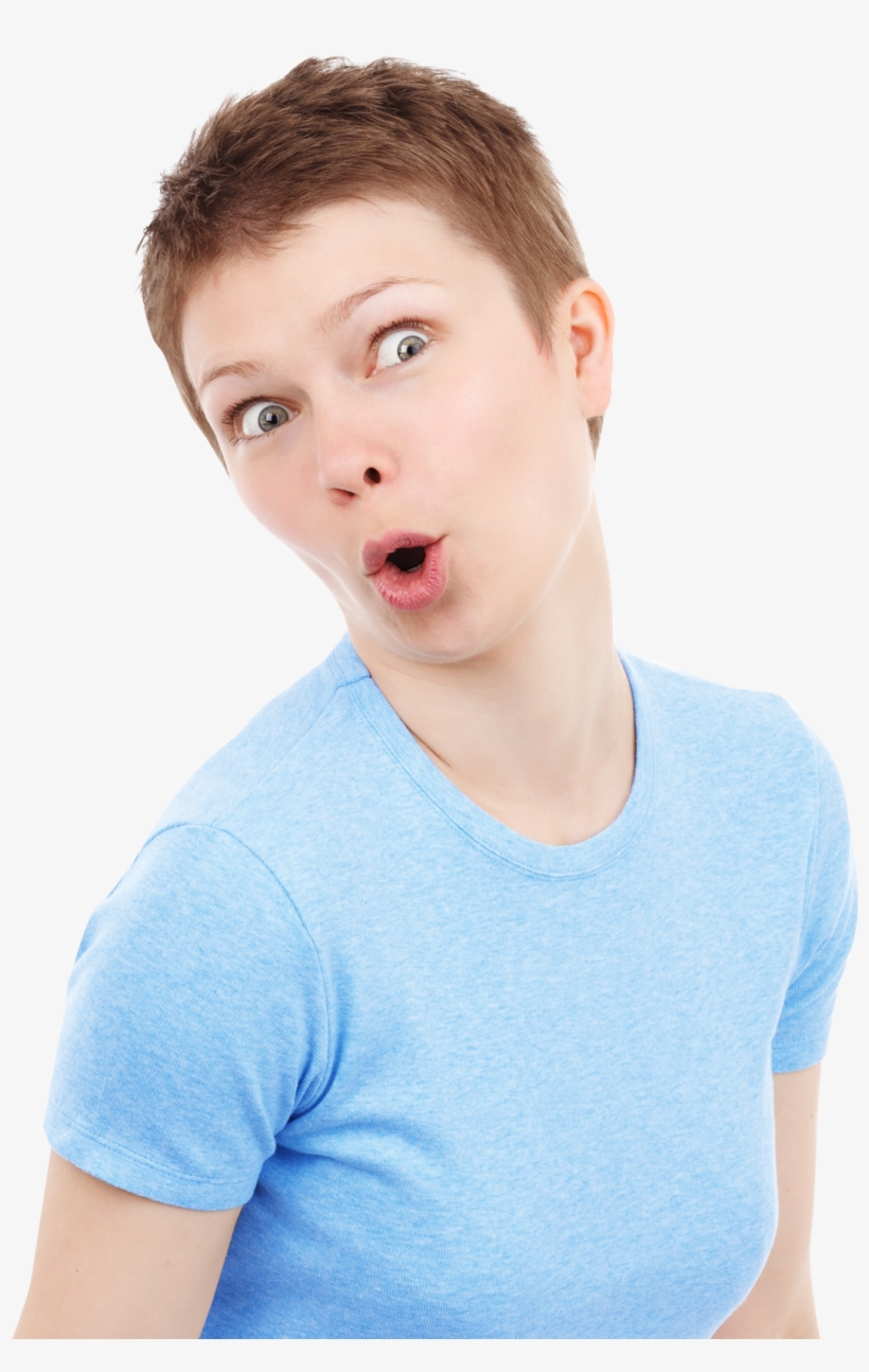 Funny Portrait Of Cute Surprised Woman Png Image - Funny Woman Png, transparent png #124706