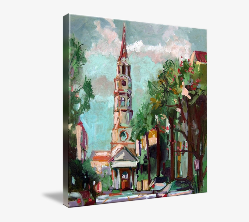 "st Phillips Church Charleston Sc Oil Painting Gine" - Gallery-wrapped Canvas Art Print 11 X 11 Entitled Charleston, transparent png #124964