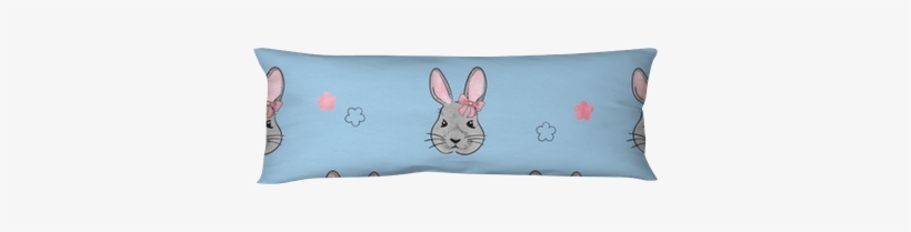 Seamless Pattern With Cute Watercolor Bunny - Cushion, transparent png #124987