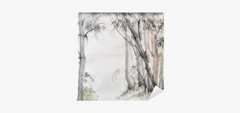 Original Watercolor Painting Of Bamboo Forest On Rice - Бамбуковый Лес В Рисунок, transparent png #125077