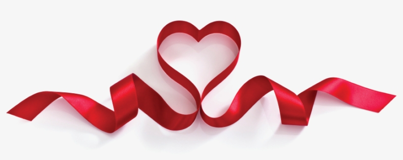 Valentine Ribbon Png Image Background - Red Heart Ribbon Png, transparent png #125619