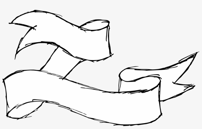 Free Download - Ribbon Transparent Background Black And White Banner, transparent png #125812