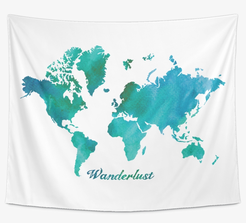 Watercolor World Map Wanderlust Tapestry - Estuaries World Map, transparent png #127006