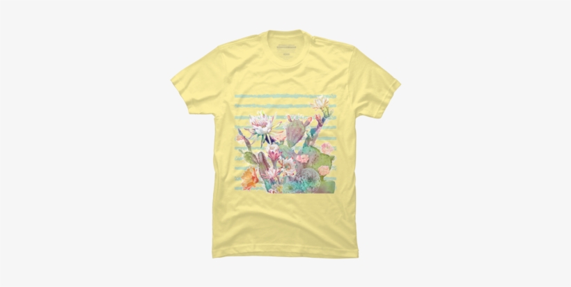 Watercolor Cactus, Floral And Stripes Design - Kafka T Shirt, transparent png #128083