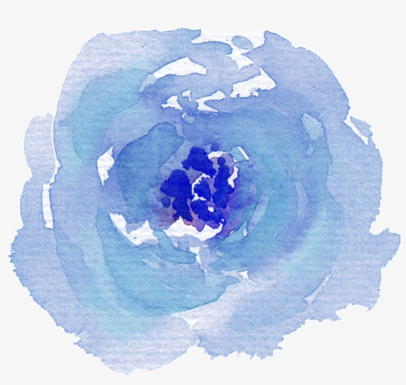 Hand Painted Purple Blue Watercolor Flower Png Transparent - Portable Network Graphics, transparent png #128203