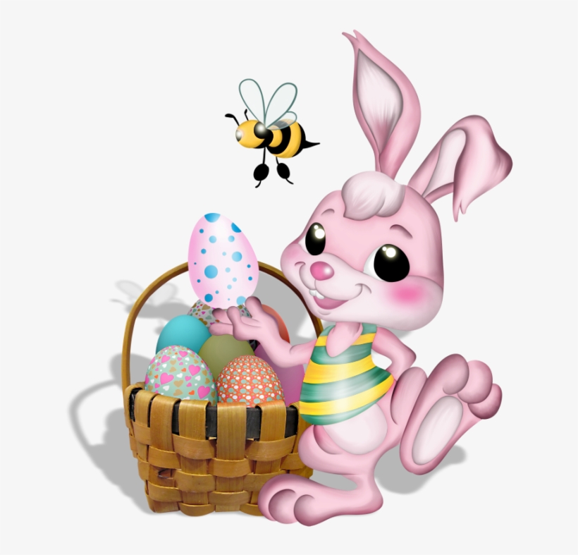 Pink Easter Bunny With Bee Png Picture - Easter Bunny Bee, transparent png #128223