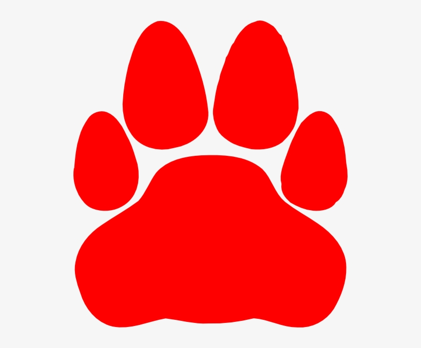Red Cat Paw Print Clip Art At Clker - Red Cat Paw Print, transparent png #128527