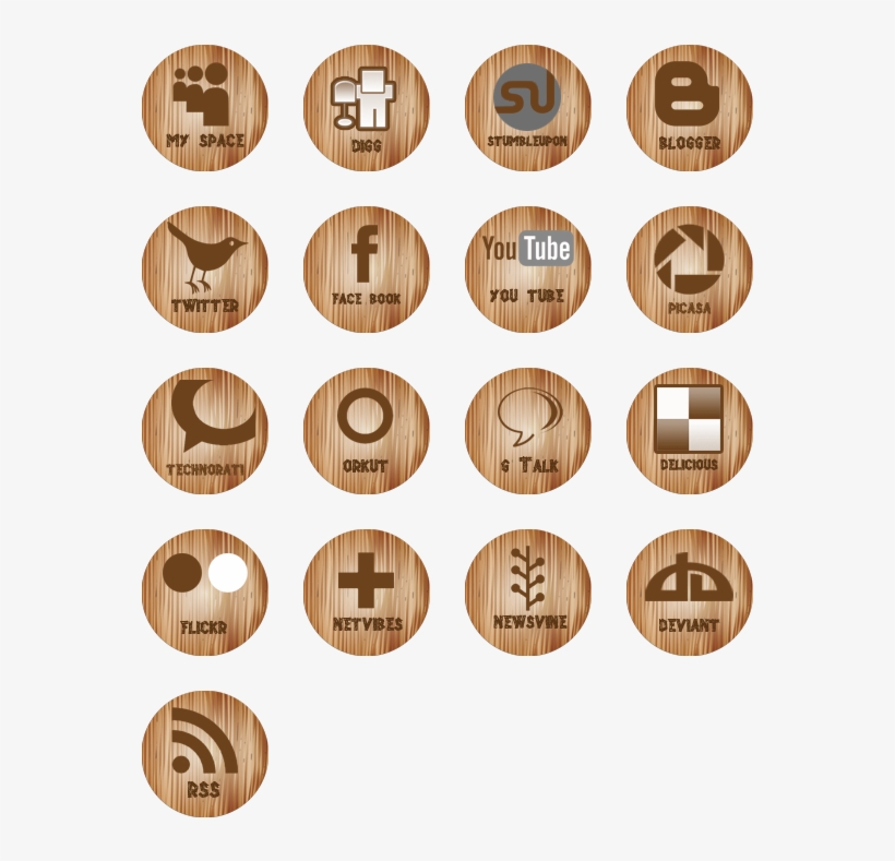 Wooden Social Media Icons Icon Pack By Kevin Subba - Social Media Icons, transparent png #128687