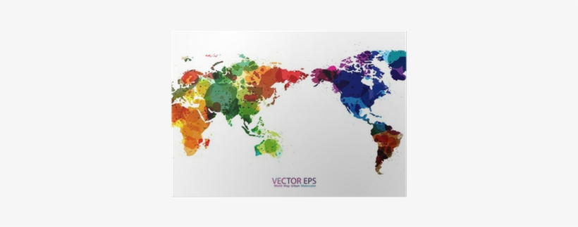 World Map Watercolor, Vector Illustration Poster • - Color World Map Purple Cotton Linen Throw Lumbar Waist, transparent png #129086