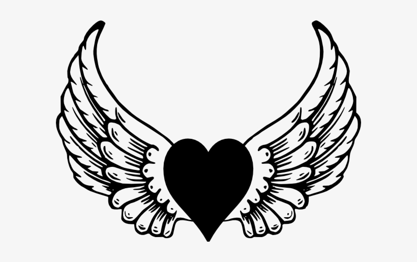 Jpg Black And White Download Heart With Wings Clipart - Heart With Wings Vector, transparent png #129143