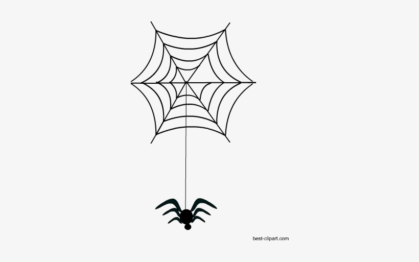 Spider Hanging From A Web, Png Clipart - Halloween Silhouettes, transparent png #129194