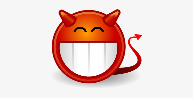 Devilish Devil Demonic Smiley Red Face Ico - Devil Grin, transparent png #129477