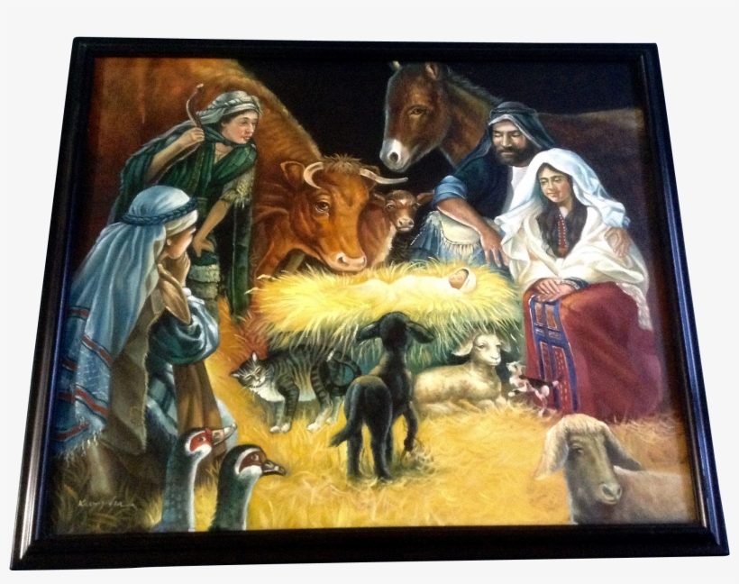 Nativity Scene Painting Elegant Kumjha Painting Jesus - Oil Painting Christmas Of Scene, transparent png #129861