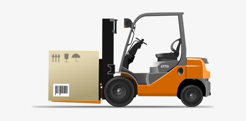 Orange Box Forklift Loader - Forklift Clipart, transparent png #129881