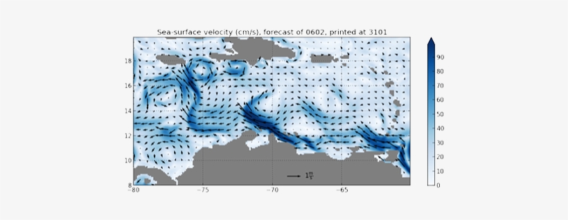 Velocity And Current Direction In The Caribbean Sea - Atlas, transparent png #1201853