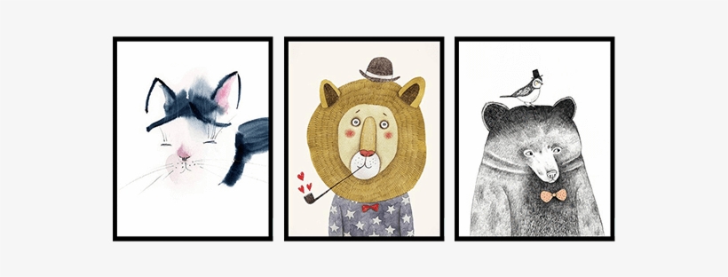 Petite Bello Room Decor Modern Watercolor Art Print - Fotoprint: Bear With A Bird On His Head - Pencil Drawing, transparent png #1202012