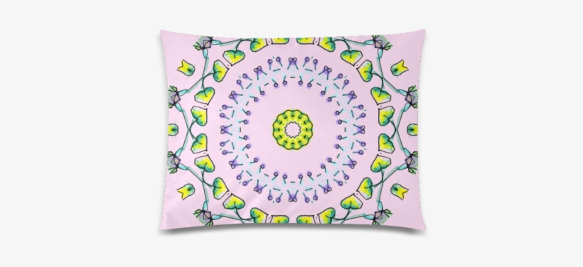 Circle Dance Yellow Leaves Flower Matrix Mandala Pink - Cushion, transparent png #1202866