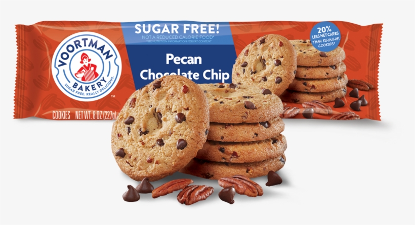 Sugar Free Pecan Chocolate Chip - Voortman Bakery Oatmeal Cookies, transparent png #1203158