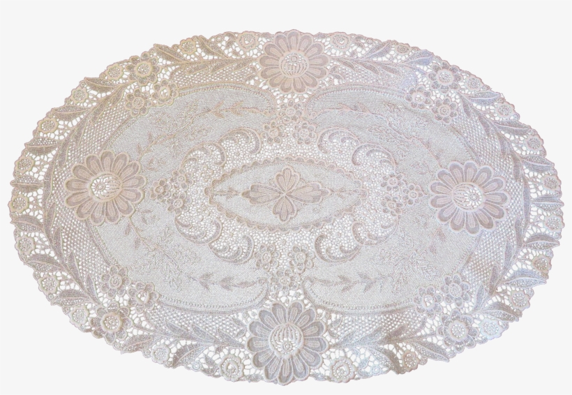 Large Vintage Oval Lace Doily Lace Doilies, Crochet - Doily, transparent png #1203183