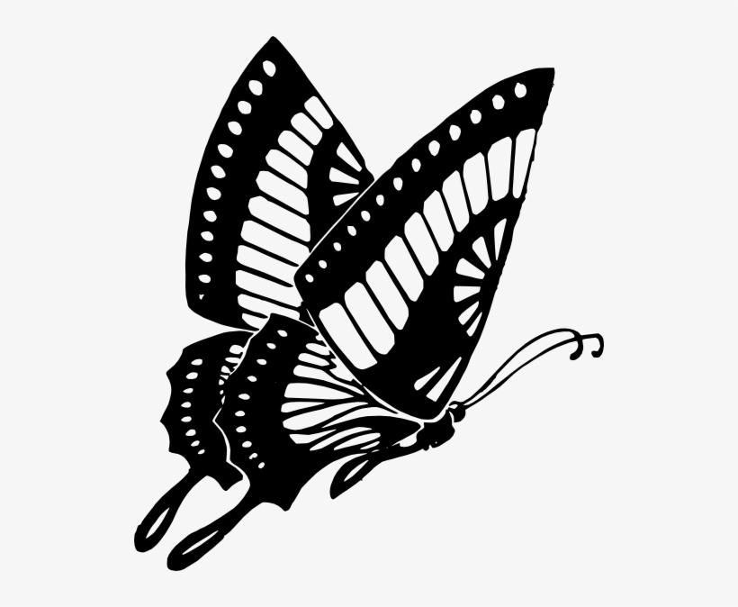 Butterfly Black Black And White Butterfly Clip Art - Flying Butterfly Black And White, transparent png #1203200