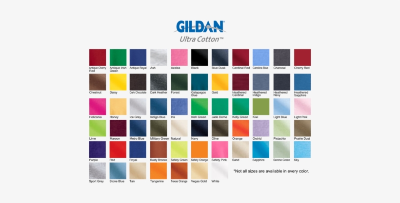 Gildan T Shirt Color Chart 2017