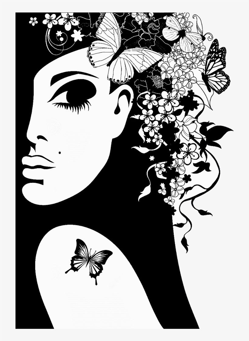 Girl Silhouette, Silhouette Vector, Butterfly Art, - Bestickers Wall Vinyl Sticker Decals Mural Room Design, transparent png #1203603