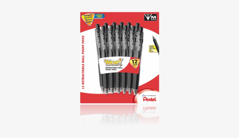 Ballpoint Pens, 12 Pack, Black - Pentel Wow! Ballpoint Pens, Medium Tip, Black Ink, transparent png #1204796