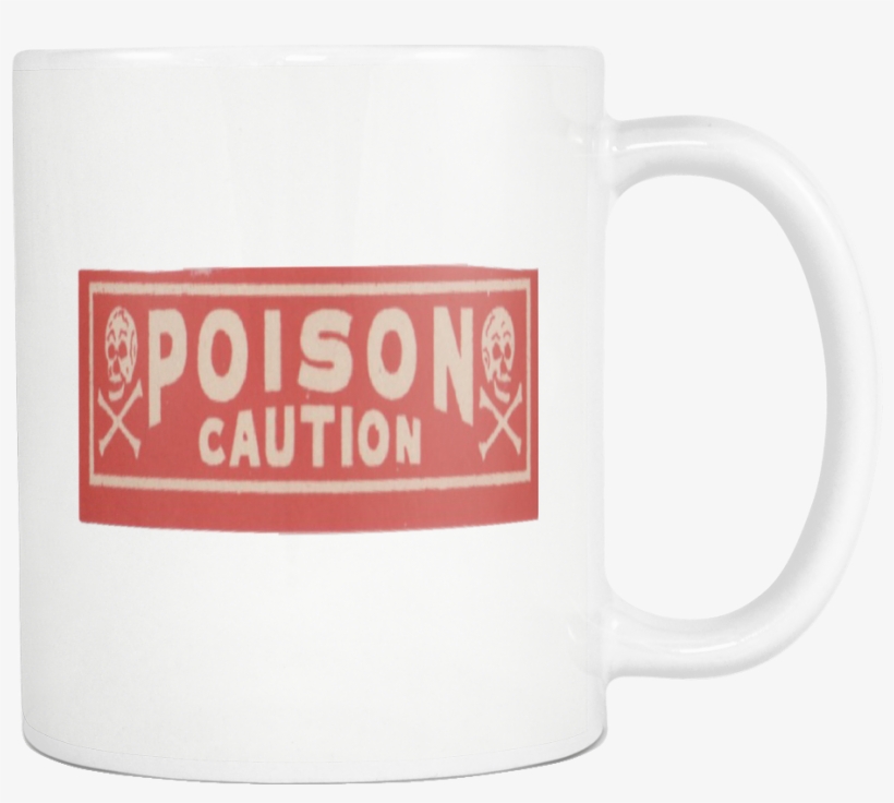 Poison Caution Skull Crossbones Vintage Label Halloween - Coffee Cup, transparent png #1205085