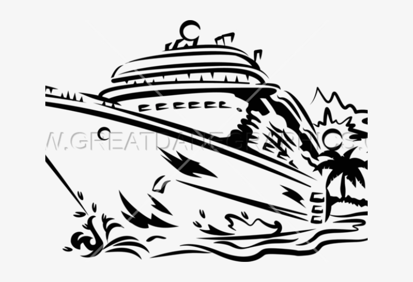 Cruise Ship Clipart - Cruise Black And White Png, transparent png #1205114