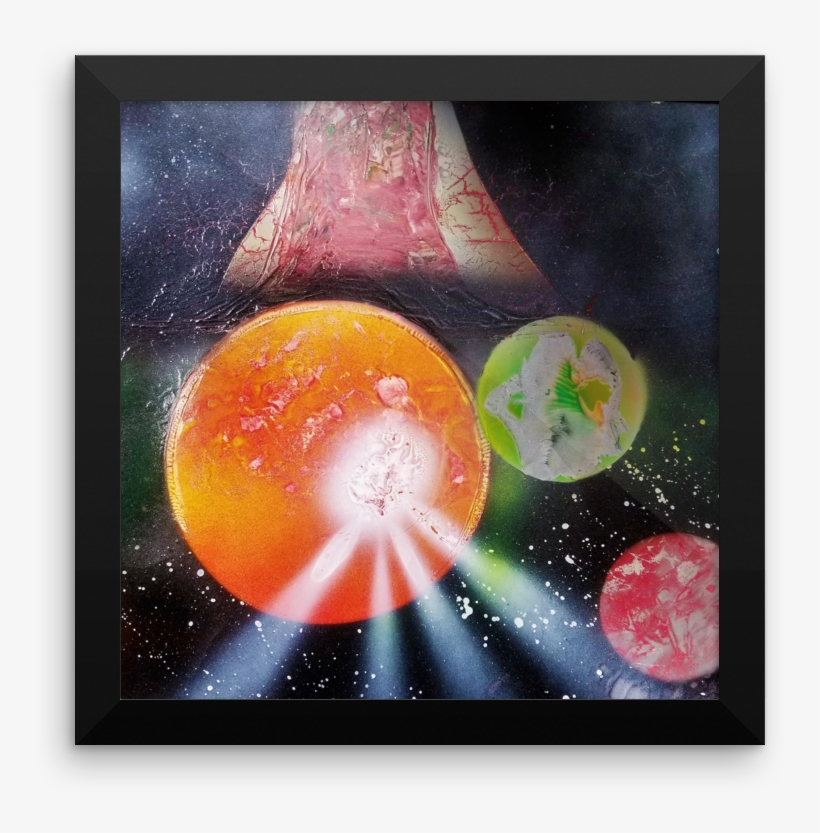 A Scene Of Planetary Chaos Unfolds In A Black Framed - Outer Space, transparent png #1205491