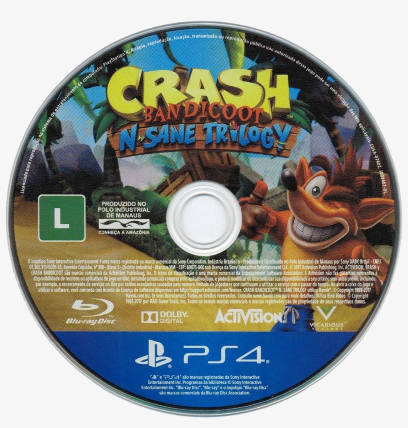Crash N Sane Disc Brazil - Crash Bandicoot N Sane Trilogy Disc, transparent png #1205992