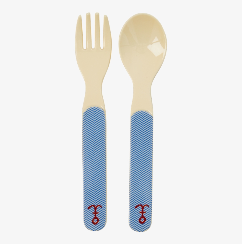 Anchor Print Melamine Spoon & Fork - Cutlery, transparent png #1207228