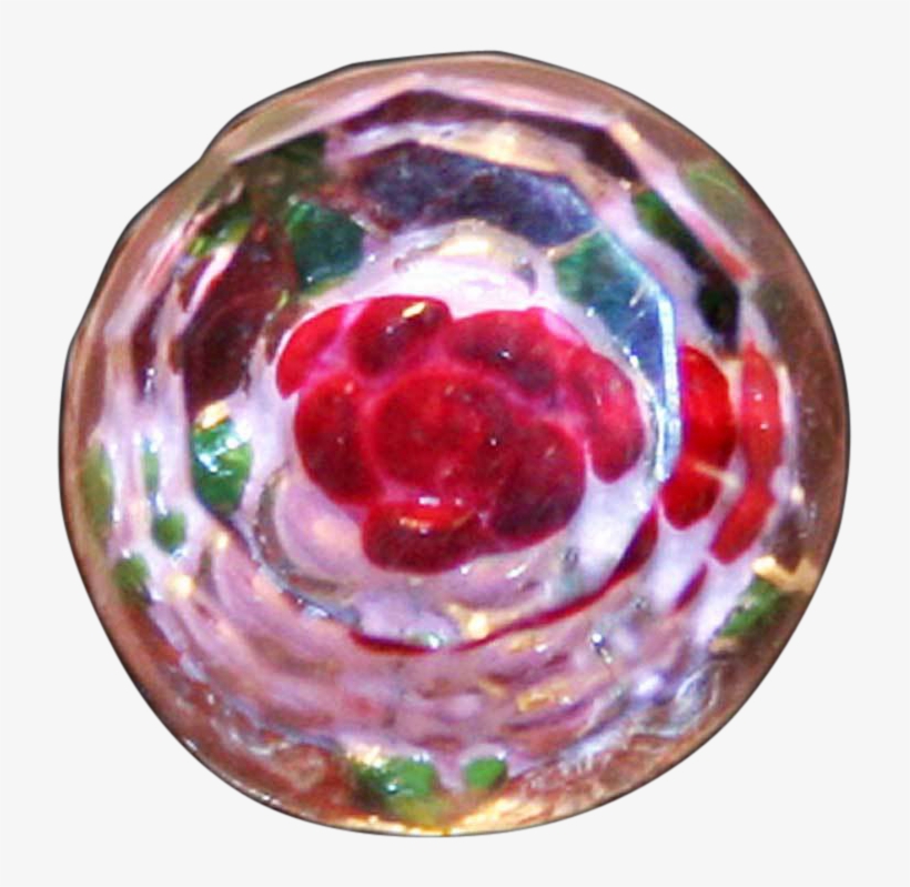 Diminutive Faceted Glass Ball Button With Rose Inside - Crystal, transparent png #1209154