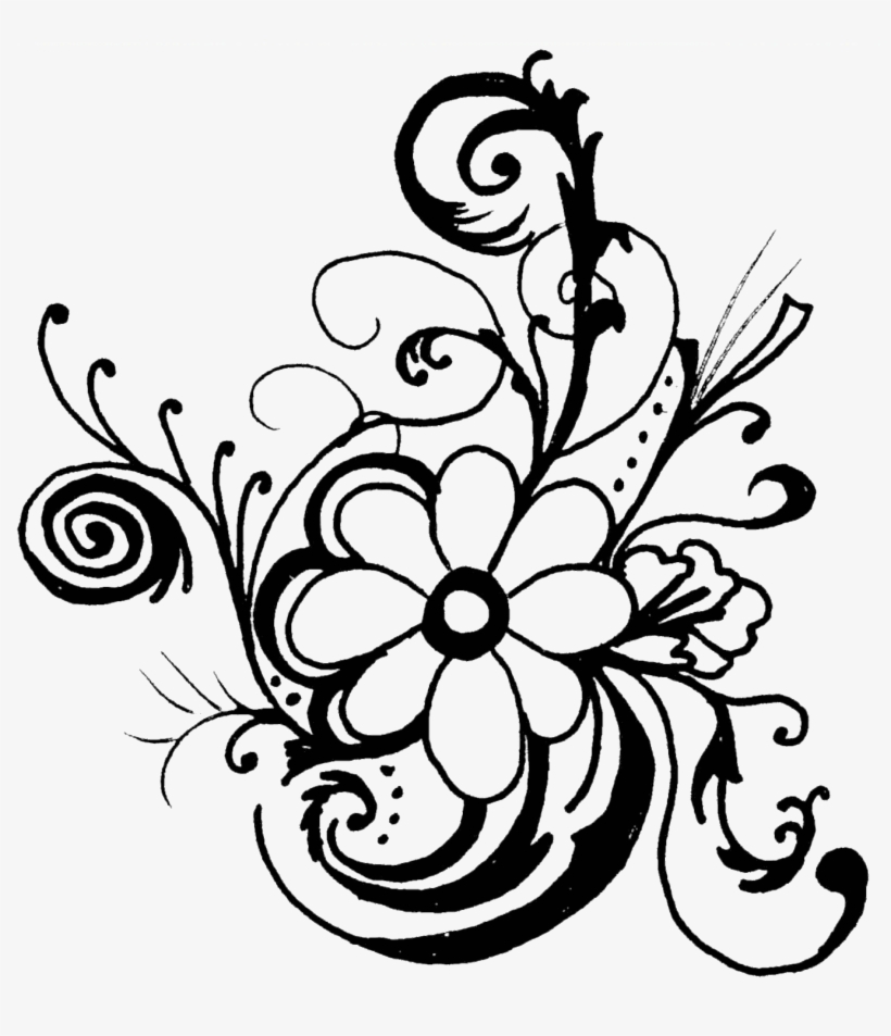 Black And White Clip Art Flowers Pictures Image - Flower Art Black And White, transparent png #1210230