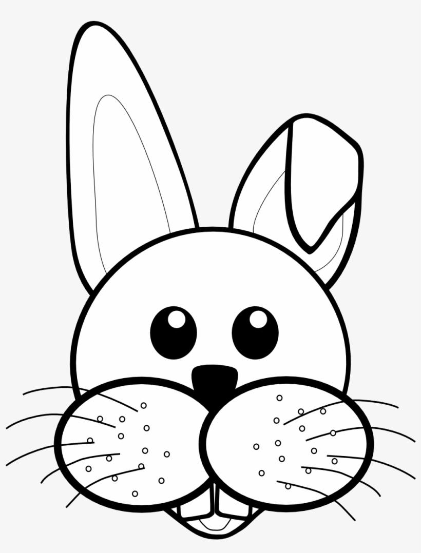 Rabbit Black And White Bunny Black And White Bunny - Animal Face Coloring Pages, transparent png #1211162