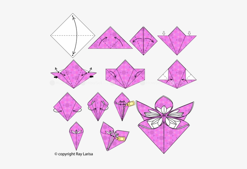 How To Fold Origami Flowers Origami Flowers Step Step - Make Origami Flowers Step By Step Instructions, transparent png #1211538