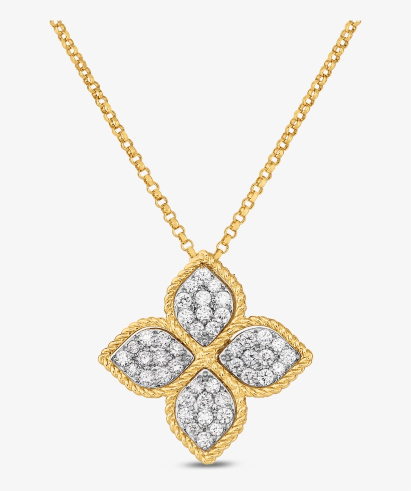 Roberto Coin Princess Flower Gold And Diamond Pendant, transparent png #1212735