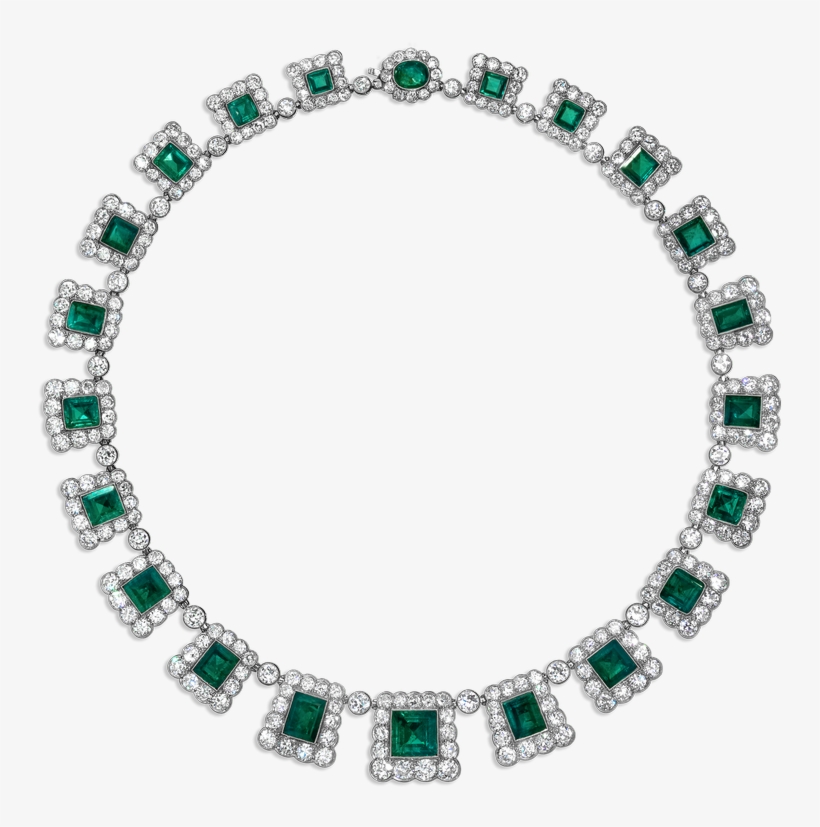 Antique Emerald And Diamond Necklace - Closest Color To Green, transparent png #1212954